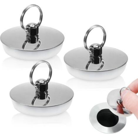 Sollbry Lot de 3 bouchons de baignoire - 42-43 mm - En caoutchouc - Pour piscine, baignoire, lavabo (1/5)