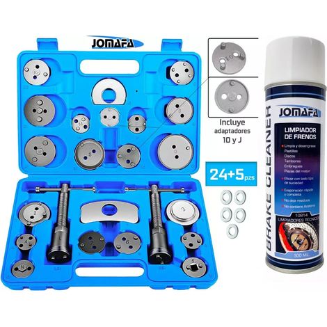 Kit Reposicionador de pistones de frenos 24+5 piezas + limpiador frenos embragues, 500ml (1/5)