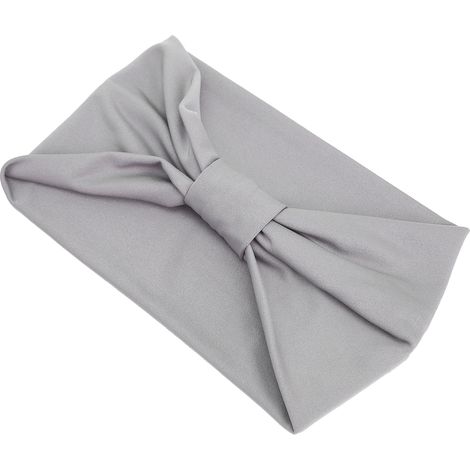 Bandeau pour Cheveux en Tissu avec Nœud Croisé, Élastique et Anti-Dérapant - Accessoire Capillaire Femme (Gris) (1/5)