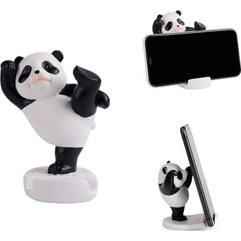 Niedlicher Panda-Handyständer, verstellbare Halterung für Smartphones und Tablets, ästhetische Schreibtischdekoration (Weiß)