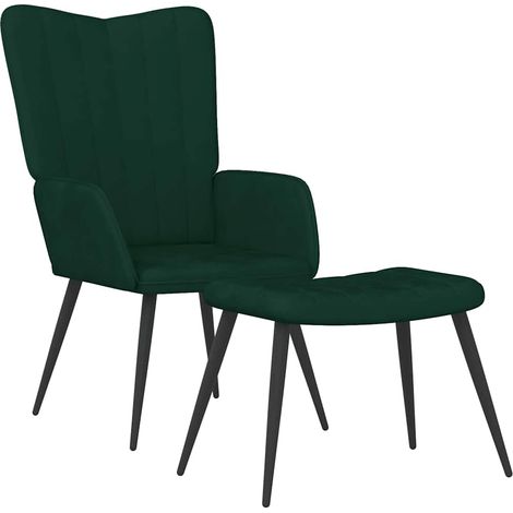 Maison Exclusive - Relaxsessel mit Hocker Dunkelgrün Samt (1/5)