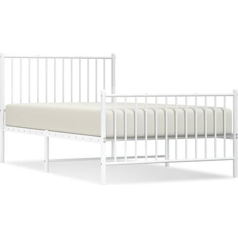 Maison Exclusive - Giroletto con Testiera e Pediera Metallo Bianco 100x190 cm (1/5)