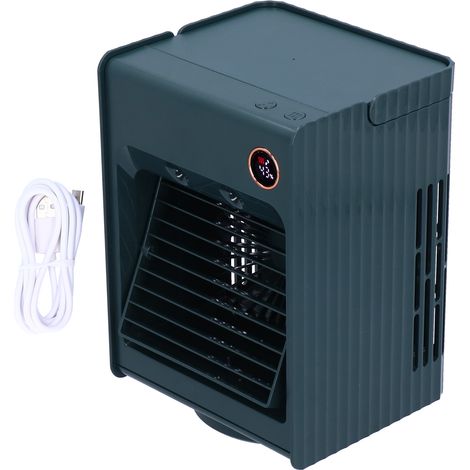 Ventilateur oscillant 2 en 1 avec brumisateur, lumière et port USB - Rafraîchisseur d'air de bureau pour la maison (1/3)