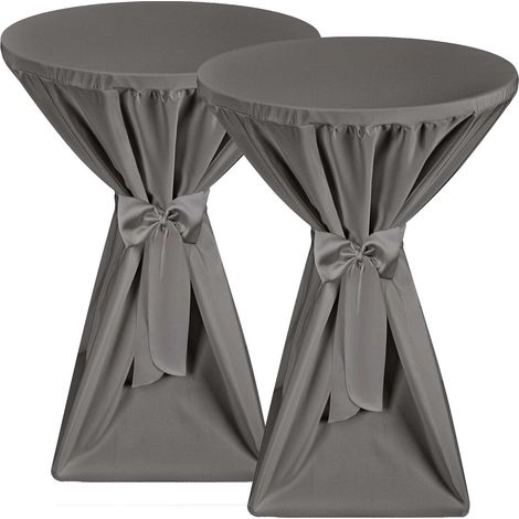 2X Housse de table haute Premium opaque Anthracite Ø 60-65 cm