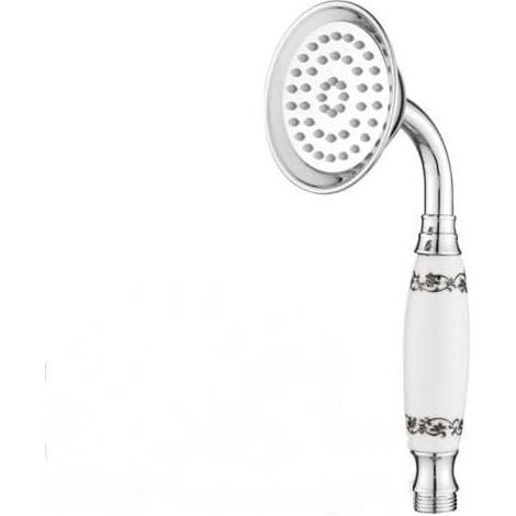 Pommeau de douche classique, douchette traditionnelle de style téléphonique, poignée en céramique rétro, douchette chromée victorienne (céramique à motifs) (1/4)