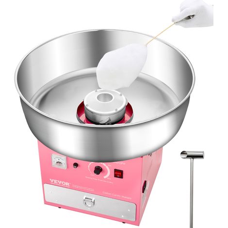 VEVOR Macchina Elettrica per Zucchero Filato, Macchina per Zucchero Filato Commerciale 1000 W con Ciotola in Acciaio Inox 52 cm, Misurino per Zucchero Cassetto, per Compleanni, Feste, Rosa