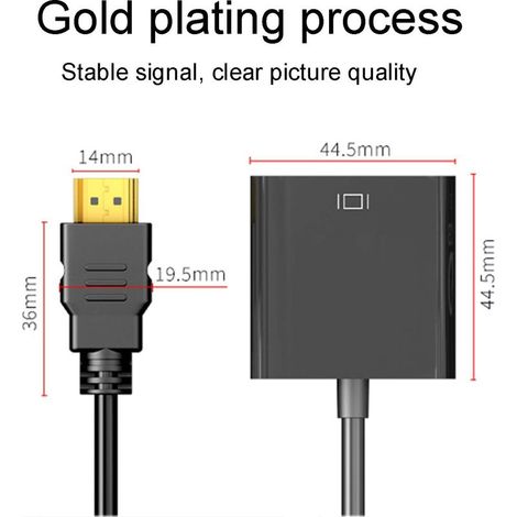 HDMI-zu-VGA-Adapter (Stecker auf Buchse) für Computer, Desktop-PCs, Laptops, Monitore, Projektoren, HDTVs, Chromebooks, Raspberry Pi, Roku, Xbox und mehr. (1/5)