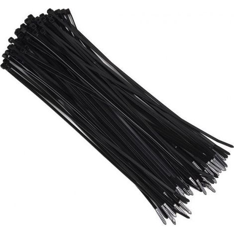 Pack 100 bridas nylon negro 4,8 x 300 mm con cabeza reforzada