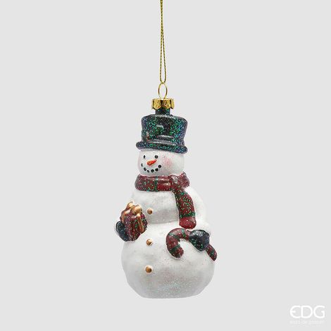 EDG Enzo De Gasperi Addobbo Pupazzo di Neve White H11,5 cm – Decorazione Albero di Natale (1/2)