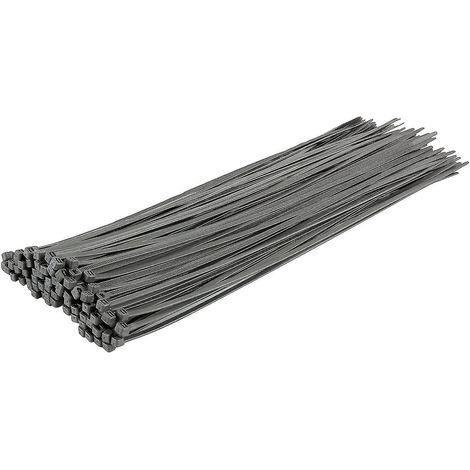 Lange, robuste silberne Kabelbinder, 370 mm x 4,8 mm, 100er-Packung, aus hochwertigem Nylon, Reißverschluss 370 mm x 7,6 mm, silberfarben (1/5)