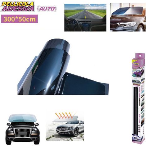 FILM ADHÉSIF OBSCURISANT POUR VITRE AUTOMOBILE 300X50CM NOIR PROTECTION UV 5%