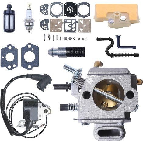 Kit carburateur MS290 pour Stihl MS390 029 039 MS290 MS310 Tronçonneuses Pièces avec 0000 400 1300 Bobine d’allumage filtre à huile et carburant ligne Bougie Remplace 11271200650 (1/5)