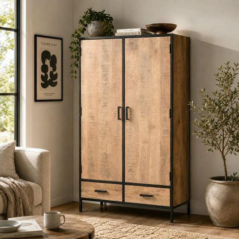 Buffet haut 2 portes bois et métal FULTON (1/5)