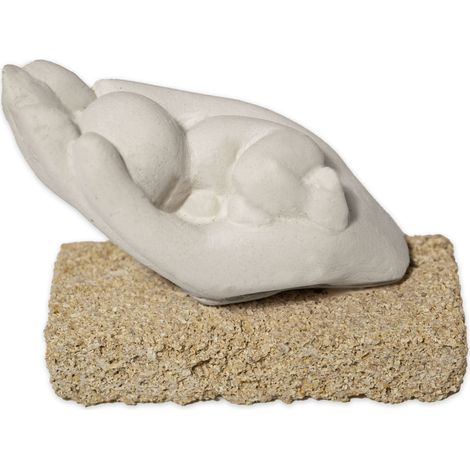 Lupia - Bomboniera Statuetta NEWBORN Piccola scultura soprammobile per Battesimo nascita in Pietra Leccese 7,5x4 H 6 cm (1/4)