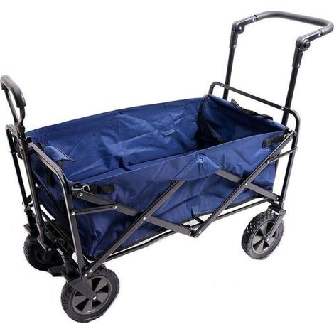 Push And Tow Folding Wagon Blue Rubber Wheels Garden Pride (1/2)