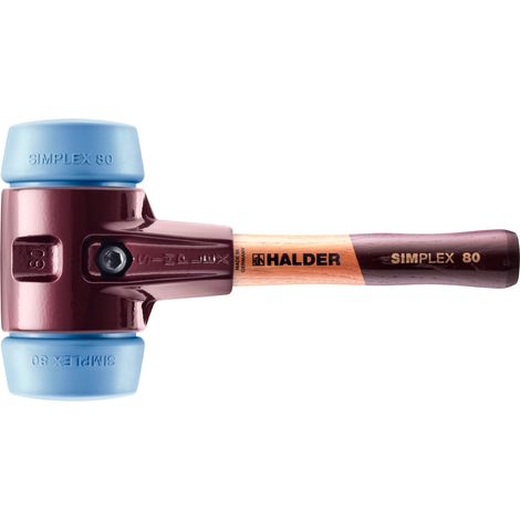 Maillet HALDER SIMPLEX TPE souple avec boîtier en fonte malléable et manche en bois - D=80 mm - Manche extra-court - 3001.082 (1/3)