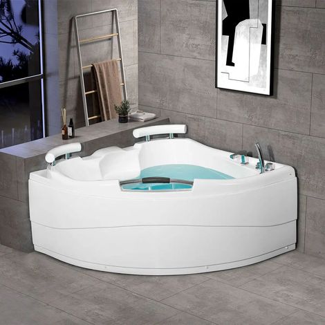 Baignoire balnéo à deux places 140x140 cm Design moderne avec chauffage Mod...
