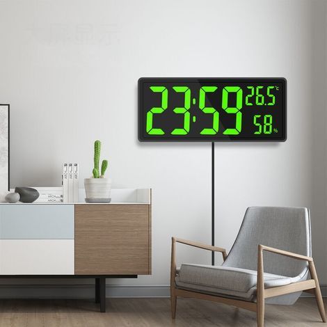 Horloge numérique murale rectangulaire avec affichage LED – Température et humidité – 3 niveaux de luminosité – Installation facile (1/5)