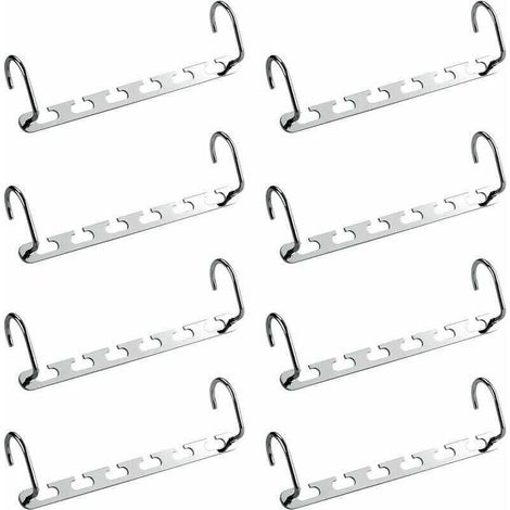 Perchero multiusos de 8 piezas, organizador de perchas que ahorra espacio para vestidor, organizador de perchas metálico mágico, almacenamiento para camisas, chaquetas y ropa en armarios y vestidores