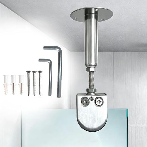 Barre de support paroi douche en acier inoxydable 304 avec pince (1/5)