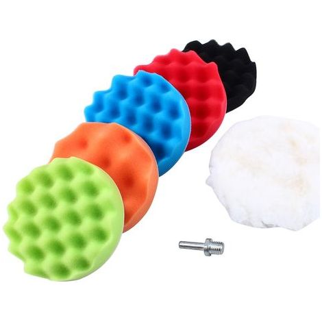 7-teiliges 4-Zoll-Schwamm-Polierwachs-Polierpad-Set für Autopoliermaschinen, M10-Bohradapter-Set (1/5)