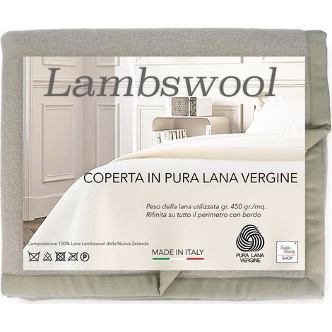COPERTA in lana LAMBSWOOL Beige LINO Matrimoniale 2 Piazze