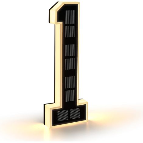 (1 - Noir, 23 cm)Numero de Maison Exterieur Solaire Illuminé pour Extérieur étanche, Numero Porte, Plaque de Numéro de Maison Illuminée Solaire, Numéro de Maison Lumineux Noir (1/5)