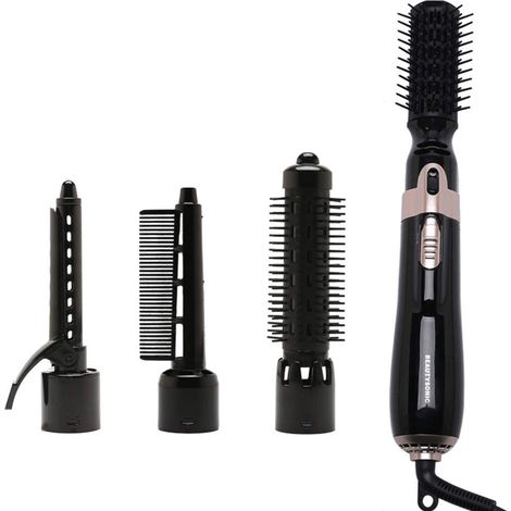 Brosse À Air Chaud - 4-en-1 Avec Embouts Interchangeables - Technologie Céramique Tourmaline - 2 Régles Température - Pour Séchage, Lissage, Bouclage Et Brushing - 1 Pièce (1/5)