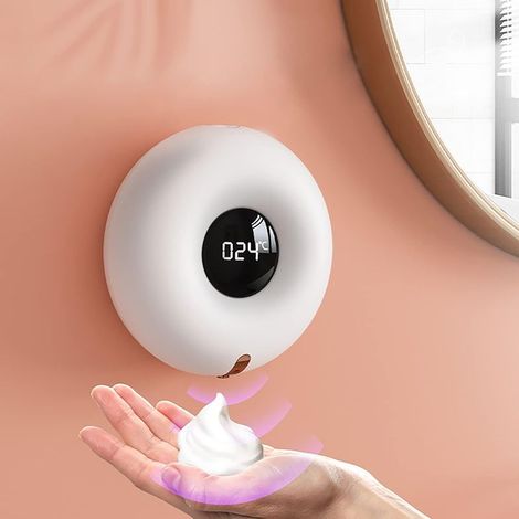 Distributeur de Savon Automatique, Barboteur, Laver Main Nettoyer Machine, Mousseur Cosmétique, Donuts Mural, sans Contact, Etanche IPX7, Capteur Infrarouge, Type C de Charge-Fei Yu (1/5)