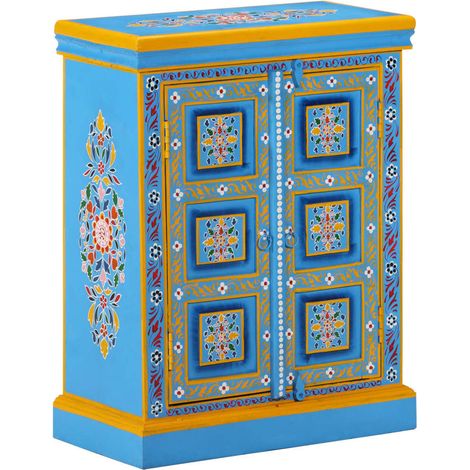 Sideboard Massivholz Mango Türkis Handbemalt