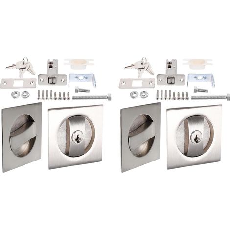 Lot de 2 verrous de porte invisibles à poche verrous à clé