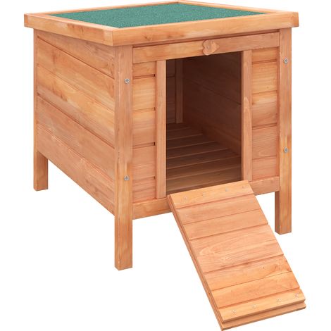 Clapier lapin bois sapin vert avec rampe, porte, toit ouvrant étanche, cage extérieure pour rongeur (1/5)