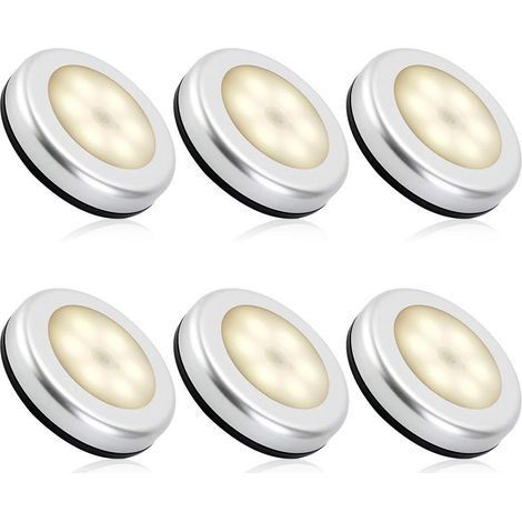 Veilleuse detecteur de mouvement intérieur,lampe led detecteur de mouvement pile pour escaliers, Eclairage LED Placard Armoire Couloir chambre enfant Auto ON / OFF 3M Adhésif (6pcs,blanche chaude) (1/5)