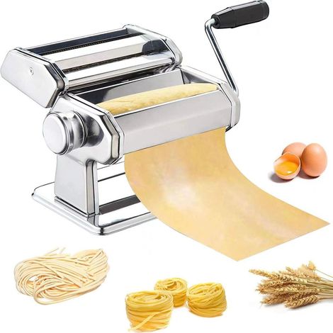 World of Flavours Nudelmaschine, Manueller Nudelhersteller mit 9 einstellbaren Stärken, Deluxe Italienischer Doppelschneider, Edelstahl