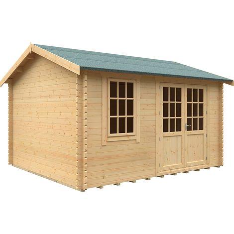 14x12w The Henley Plus 44mm Cabin - L415 x W355 x H282.9 cm - Solid Wood/Softwood/Pine - Natural