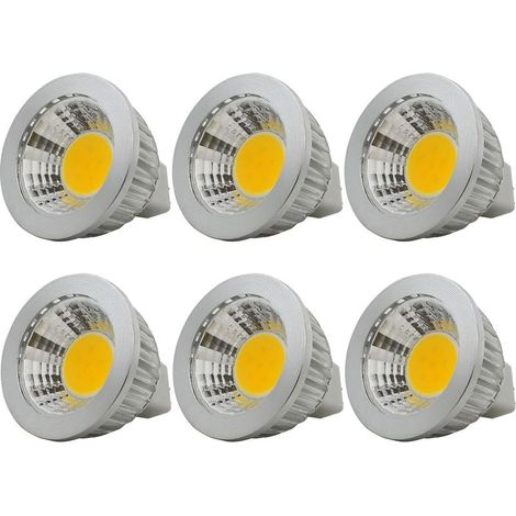 6 unités, Ampoule LED MR16/GU5.3 COB Lampe Bulb, 3W / 210lm, DC 12V, Blanc Chaud 2700K, Équivalent à Ampoule Halogène 20W, ø50x52, 90° Angle de faisceau [Classe énergétique A+] (1/5)