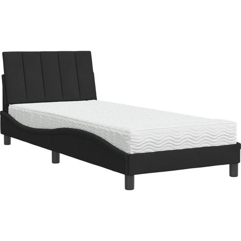 vidaXL Letto con Materasso Hanko Nero 90x200 cm in Velluto (1/5)