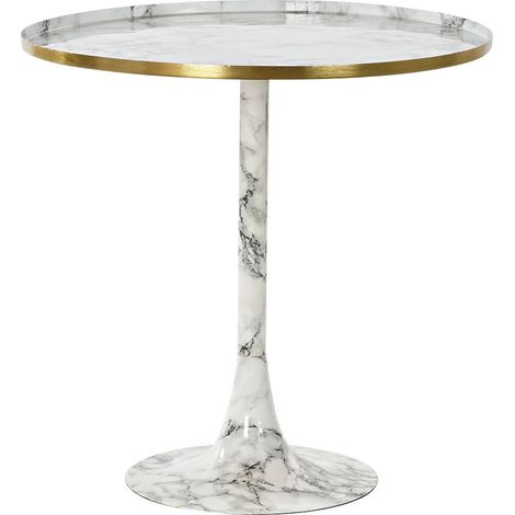 Table d'appoint effet marbre élégance dorure - Blanc doré (1/4)