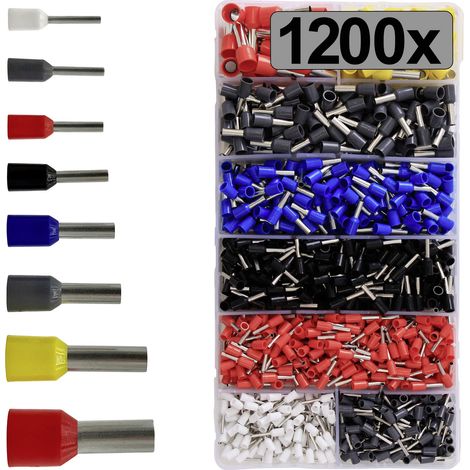 TRU COMPONENTS TC-13377260 Aderendhülsen-Sortiment  Teilisoliert Mehrfarbig 1200 St.