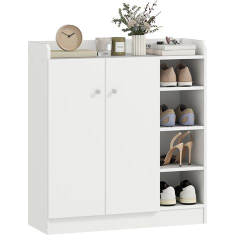 Scarpatiera ingresso 83 x 30 x 90 cm salva-spazio ripiano regolabile moderno essenziale in truciolare bianco 210000090
