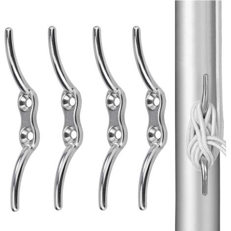 Taquet Bateau ArgentéCrochet de Taquet de Cordage Taquet Crochet Aveugle Crochet de Corde de Mât Inoxydable pour Corde de Stores Yacht Dock Pont Base Marine Bateau Attache Accessoires(4 Pièces) (1/5)