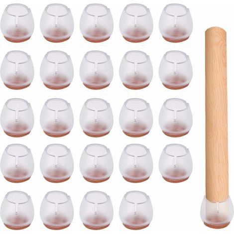 Patin Silicone,Embout de Chaise Chaise Casquettes, Protege Pied De Chaise Housse Pied Chaise Silicone, Chaise Coussin En Silicone 25mm- 29 mm Pied Caoutchouc 24 Pièces (1/5)