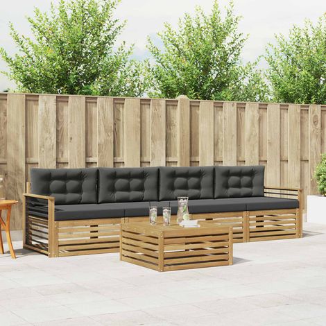vidaXL Ensemble de canapés d'extérieur 5 pcs Blanc et anthracite (1/5)
