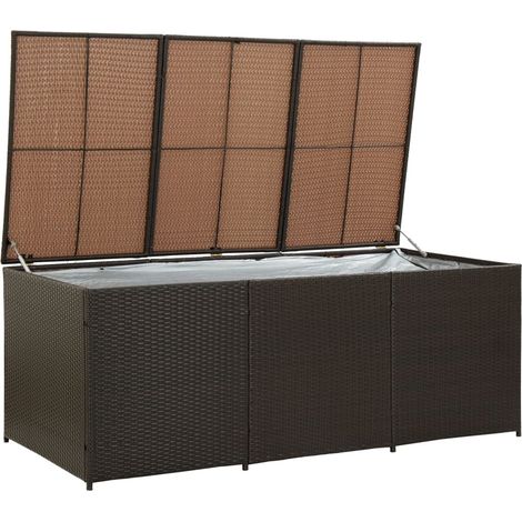 GRAND Coffre de jardin Marron Polyrotin 180 X 90 X 70. Rangement facile et discret (1/5)