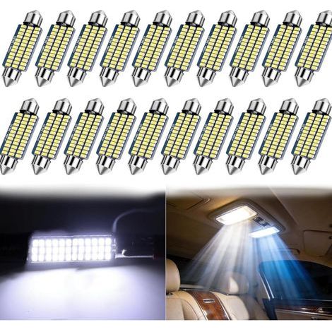 Soffitlampe Auto - LED 12 V - 41 x 14 mm - Faisceau Lumineux 180° - À Double Broche - Pour Éclairage Intérieur Coffre Et Plaque D’Immatriculation - Lot De 20 (1/5)