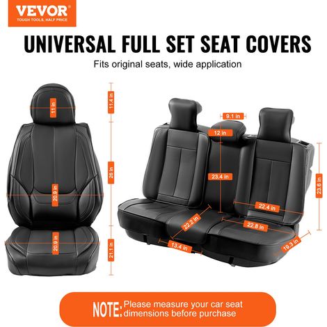 Housses de siège de voiture universelles, ensemble complet de sièges avant et arrière, housse de siège en simili-cuir, 13 pcs, appu… (1/5)