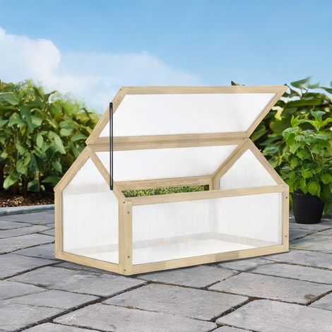Mini-serre en bois avec couvercle réglable 90 x 52 x 49,5 cm (1/5)