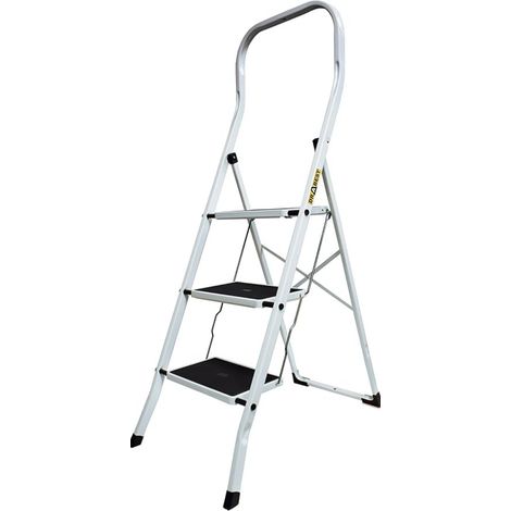 Drabest Premium Scaletta In Acciaio Per Casa E Ufficio – Portata Scala Domestica 150 Kg – 3 Gradini (1/4)