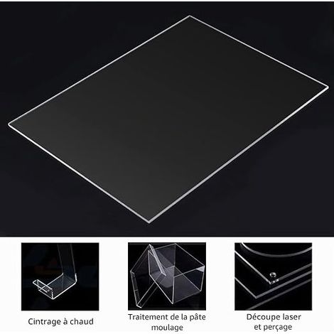 Plaque Acrylique Transparent , Feuille Acrylique Transparente 1mm, Plaque Plastique Cadres Photo, Expositions de Projets, Peintures 42 x 29.7cm(A3) (1/3)