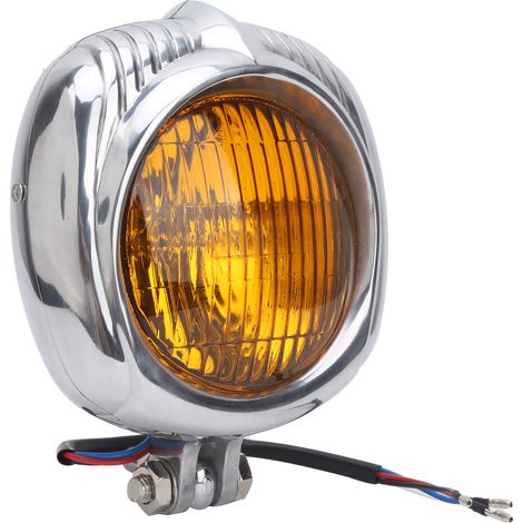 Phare Avant 12V Moto Rétro Universel, Support à Boulon 10mm, Alliage d'Aluminium Renforcé, Fixation Robuste (1/5)